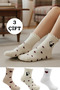 Women's Colorful Patterned Cotton Half Socks 3 Pack
