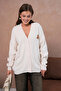Women's V-Neck Button Closure Embroidered Oversized Knit Cardigan - 4