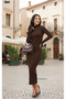 New Season Eye-Catching Patterned Women's Midi Dress Turtleneck Long Sleeve - 3