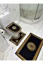 Digital Printed 3-Piece Bath Mat Carpet Set Non-Slip Base Toilet Set - 3