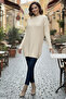 Knitted Sweater with Buttoned Sleeves R4474 Beige