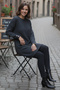 Knitted Sweater with Buttoned Sleeves R4474 Anthracite