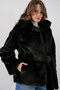 Women's Plush Faux Fur Coat 5234 - Black - 3