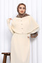 Long Knit Dress with Cream Cape Detail