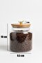 Set of 3 Glass Jars with Bamboo Lids and Metal Bird Figures - Storage Container 635Cc - 3