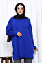 Cobalt Blue Crew Neck Cold Thread Knitwear Tunic - 3