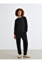 Alita City Farkıyla Xside Black Oval Collar Oversized Women's Sweatshirt - 2
