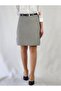 High Waist Woven Fabric Knee-Length Hawkshaw Patterned A-Line Skirt - 4