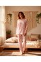 Printed Reported Interlock Long Sleeve Pajama Set - Ribbon Pattern - 2