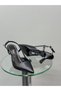 Black Skin Thin Heeled Women's Shoes - 5