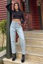Çnr Boyfriend High Waist Pants Comfort Mom Jeans New Hsn