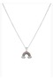 Steel Necklace with Colorful Zircon Stones and Rainbow and Cloud Figures