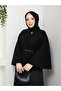 Women's Belted Brooch-Buttoned Cashmere Poncho - 2