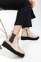 Bej Yilan Printed Boots with Padded Soles, Genuine Leather, Stylish, Comfortable, Casual, with Fuspet. - 2