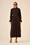 Women's Comfortable Fit Pleated Chiffon Dress Brown 31019 - 5