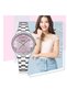 9084 Original Brand Stainless Steel Band Wrist Watch For Women With Box (Silver Pink) - 5