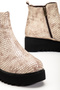 Bej Yilan Printed Boots with Padded Soles, Genuine Leather, Stylish, Comfortable, Casual, with Fuspet. - 4