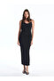 Xside New Black Draped Collar Straight Strap Women's Evening Dress (S4) - 5