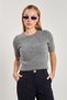 Women's short sleeve knitwear sweater - anthracite - 4