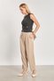 Women's Pleated Carrot Pants - Stone Color - 2