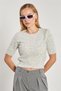 Women's Short Sleeve Knitwear Sweater - Light Gray - 2