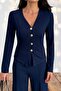 Women's Corded Fabric Fabric Relaxed Fit Two Piece Set – Button up Blouse & Wide Leg Pants 10145
