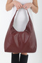 Byeduu Burgundy Knitted Leather Basket Weave Style Large Shoulder Bag - 5