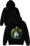House with Trees Design Printed Oversized Black Hooded Sweatshirt