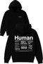 Human Contents Design Printed Oversized Black Hooded Sweatshirt