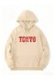 Rock the World Printed Unisex Black Oversized Hooded Hoodie - 2