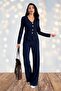 Women's Corded Fabric Fabric Relaxed Fit Two Piece Set – Button up Blouse & Wide Leg Pants 10145 - 5