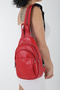 Pirinçbebe Women's Small Backpack Model Red Genuine Leather Crossbody and Backpack - 4