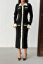 Women's Black Stylish Button and Sleeve Detailed Knit Dress - 3