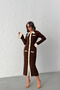 Women's Brown Stylish Knit Dress with Button and Sleeve Detail - 3