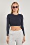 Women's Long Sleeve Bodysuit - Navy Blue