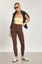 Women's high-waisted diving leggings - bitter brown