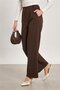 Women's elastic waistband Palazzo Pants - burnt brown - 2