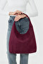 Burgundy Suede-Look Women's Shoulder Bag: Stylish and Spacious Everyday Bag Models - 4