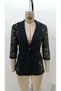 Women’s Lace Three-Quarter Sleeve Button Pocketed Satin Fabric Jacket - 5