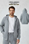Unisex Plain Unprinted Zippered Hooded Cardigan (2 Thread Ş Fleece-Lined