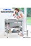 Baby Diaper Changing Table, Foldable Infant Diaper Station with Wheels, Nursery Organizer for Newbor - 3