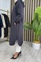 Yasemi̇n Kap Box Quilted Fabric Women's Anthracite Hooded Buttoned Cap - 5