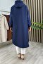 Yasemi̇n Kap Box Quilted Fabric Women's Navy Blue Hooded Buttoned Cap - 3