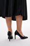 Black Snake Skin Pattern 8.5cm Thin Heel Women's Stiletto Shoes - 4