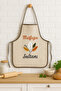 Sultan of the Kitchen Embroidered Linen Washable Kitchen Apron Standard Size 1 Piece 50X70 cm - 4