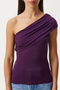 One Shoulder Gathered Knitted Blouse 325 Ldz0003 Purple - 5