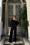 Women's Black Off-Shoulder Soft Modal Textured Bottom Top Set - 3