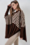 1222 Slit Poncho Sweater - M. Brown - 3
