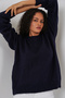1225 Women's Oversized Knitwear Sweater - K. Navy Blue - 2