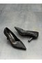 Black Crocodile Women's Heeled Shoes - 7